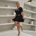 Women's Clothing Ruffle Short Sleeve Knitted Dress Summer New Fashion Button Pocket Slim Skirt_ecoleips.com