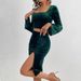 Voya Popular Women's Velvet Square Collar Design With Flared Sleeves And Side Slit Fashion Set_ecoleips.com