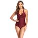 Women's Clothing One Piece Swimsuit Solid Color Printing Tight Conservative Swimsuit_ecoleips.com