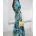 Women's Clothing Summer New Fashion Long Skirt Printed Floral Daisy Pastoral Super Slim Round Neck Fishtail Dress_ecoleips.com