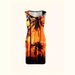 European And American Women's Clothing 2025 Summer New Sleeveless Round-neck Vintage Print Waist-cinching_ecoleips.com