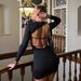 European And American Style Cross-Border Women's Clothing 2025 Summer Solid Color Round Neck Backless Slim Fit Bodycon_ecoleips.com