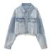Women’s Cropped Denim Jacket – Stylish Short Blue Coat For Casual & Streetwear (XS/S/M/L)_ecoleips.com