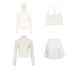 Women's Clothing Back Short Jacket Skirt Set Slim Fit Hooded Outerwear Quick Drying Four Piece Sportswear_ecoleips.com
