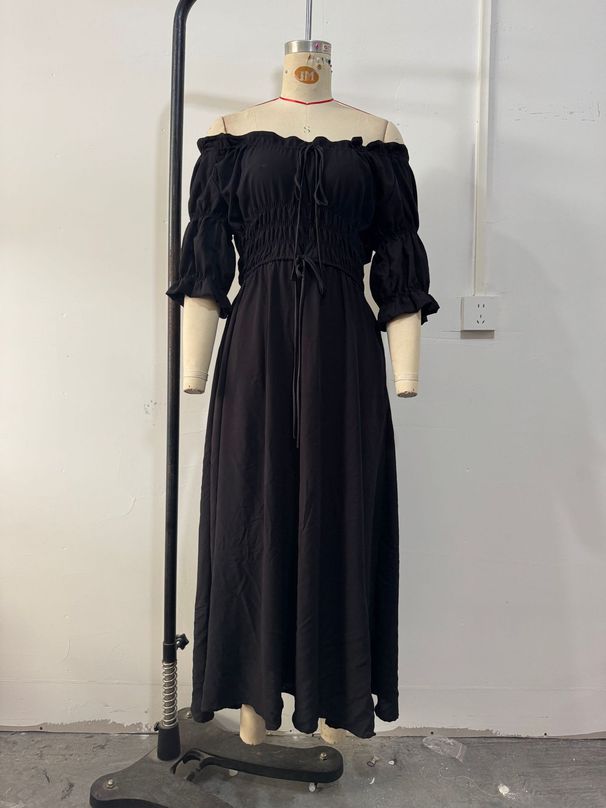 Spring/Summer Rayon Print Dress French Style Slim Waist Puff Sleeves Long Retro Floral Print Women's Clothing New Arrival 2026_ecoleips.com