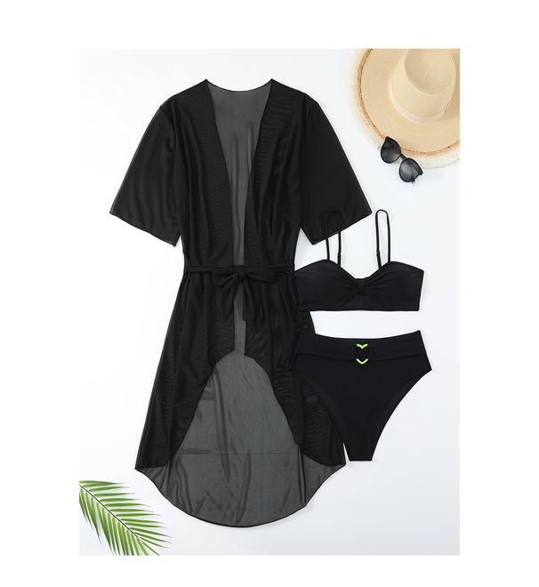 Sexy 3-Piece Swimsuit Set With Long Sleeve Cover-Up - Trendy Bikini & Rashguard For Beach, Pool & Summer Vacation_ecoleips.com