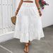 Elastic High Waist Bohemian A-Line Skirt - Flowy Long Skirt With Belt Detail, Polyester Stretchy Midi Skirt For Women, Casual Office Dress_ecoleips.com