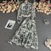 Summer Women's Fashion Chiffon Suit Set Loose Shirt High Waist Long Skirt Print Pleated Drape Pure Desire_ecoleips.com