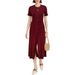 Elegant French Style Knitted Dress Short Sleeved Ruffled Trim Single Breasted Slim Fit Long Skirt For Women_ecoleips.com