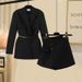 Effortless Sophistication – Plus Size Spring Suit Set With Waist-Defining Blazer & High-Waisted Short Skirt, Modern Work-to-Wine Ensemble_ecoleips.com