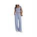 2026 Spring/Summer New European American Women's Casual Slim-Fit Two-Piece Set: Short-Sleeve Top And Long Pants_ecoleips.com