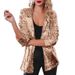 Women's Multicolor Sequined Long Sleeve Blazer Casual Spring Elegant Top Polyester England Style_ecoleips.com