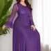 Women's Clothing Solid Color Knitted Mesh Stretch Dress Muslim Party Dinner Robe_ecoleips.com