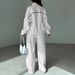 Women's Clothing Autumn Winter Thin Sleeve Sweatshirt Jacket High Waist Casual Trousers Fleece Lined 2 Piece Set_ecoleips.com