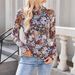 Women's Clothing Pullover High Collar Long Sleeved Lace Floral Mesh Bottoming Shirt T Shirt Female_ecoleips.com