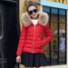 Women's Winter Padded Jacket With Faux Fur Collar, Slim Fit Short Coat, Warm Polyester Outerwear For Cold Weather_ecoleips.com