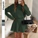Women's Clothing Elegant Knitted Short Dress For Women Long Sleeved European And American Style Autumn/Winter_ecoleips.com