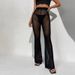 Aria Basics European And American Cross-Border New Hot-Selling Mesh See-Through Flared Summer Fashion Sexy High-Waist Breathable_ecoleips.com