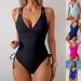 Women’s Clothing One Piece Swimsuit Women New Solid Color Swimsuit Bikini_ecoleips.com