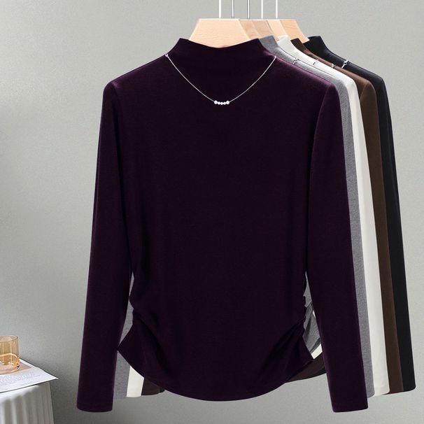 "Half-High Collar Slim Fit T-Shirt – Short Sleeve Blouse With Flutter Sleeves For Women"_ecoleips.com