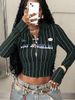 Women's 3D Print V-Neck Blouse Long Sleeve Trendy Top with Sheer Panel Design_ecoleips.com