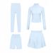 Women's Clothing Slim Fit Four Piece Set Short Jacket Cropped Pants Mini Skirt Elastic Sports Jacket In Stock_ecoleips.com