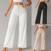 Women's Wide Leg Trousers Casual Style Suit Pants Long Solid Color Drapey Bottoms_ecoleips.com