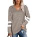 Clothing 2026 Cross-Border Trade European And American Women's Long Sleeve Color-Block V-Neck Loose Casual_ecoleips.com