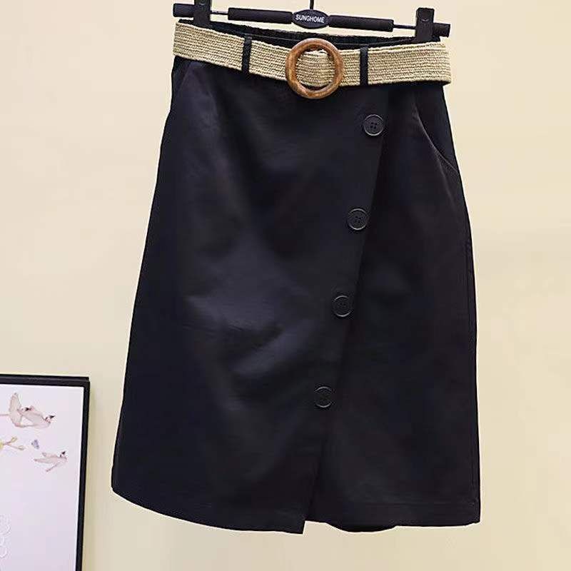 Women's Summer Skort Culotte Pants Elastic Waist Wide Leg Flowy Shorts with Belt Straight Cut_ecoleips.com