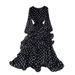 Women's Sweet Polka Dot V-Neck Long Sleeve Dress Summer Elegant Slimming Fluffy Cake Skirt Gentle Vacation Look_ecoleips.com