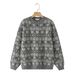 Versatile Crew Neck Polished Effect Jacquard Knitted Sweater_ecoleips.com