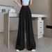 Suitable For All Seasons Fashionable Light Solid Color Linen Suit For Women, Summer New High-Waist Draped Elegant Daily Commuter Wide-Leg_ecoleips.com
