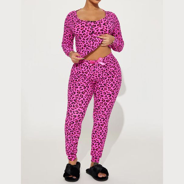 Women's Clothing Summer Comfortable Home Round Neck Long Sleeve Tight Three Button Trousers Suit_ecoleips.com