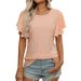 Women's Floral Embroidery Hollow Out Short Sleeve T-Shirt - Summer Fashion Blouse With Flounce Sleeve_ecoleips.com