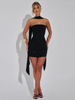 Mozision Sequins Backless Sexy Mini Dress For Women Robe Elegant Sparkle Scarf Collar Strapless Sleeveless Bodycon Club Dress_ecoleips.com