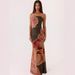 Summer New American Printed Strapless Long Dress Gathered Mesh Women's Clothing_ecoleips.com