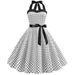 Foreign Trade Cross-Border Women's Summer New Retro Polka Dot Strap Large Swing Dress, Plus Size Dress_ecoleips.com