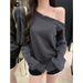 American-style Real-shot Casual Off-shoulder Sweatshirt Women, Spring Autumn, Korean Version, Loose Fit, Versatile,_ecoleips.com