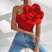 Aria Basics Aria Basics New European And American Style Women's Elegant Off-Shoulder Sleeveless 3D Floral Slim-Fit Tank Top_ecoleips.com