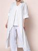 Women's Solid Color V Neck Shirt Long Sleeved Cotton Linen European American Shorter In Front Longer In Back_ecoleips.com