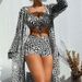Women's Clothing Printed Halter Neck Suspenders Sexy Bikini 3 Piece Set Summer Beach_ecoleips.com