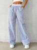 K New Women's Fashion Striped Plaid Patchwork Loose Wide-leg Pants Casual Pants_ecoleips.com