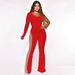 Voya Women's Spring/Summer New Style European And American Women's Clothing Fashion Mesh Patchwork With Rhinestones Jumpsuit Pants_ecoleips.com