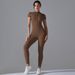 New Open Collar Zipper Short Sleeve Jumpsuit Dance Fitness Sports Bodysuit Sexy Tight Yoga Outfit For Women_ecoleips.com