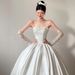 French Style Satin Strapless Wedding Dress Floor Length Slimming Heavy Duty Lace Train Main Gown New 2026_ecoleips.com