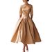 Women's Fashionable Casual Elegant A-Line Dress European American Style Three Quarter Sleeve Solid Color Personalized Design_ecoleips.com