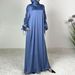 Modest Abaya Dress Robe And Headscarf Set With Drawstring Pleats And Lantern Sleeves._ecoleips.com
