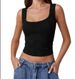 Women's Lace-trimmed Square-neck Sleeveless Tank Top With Double-layer Slim Fit, Cropped Top, New European And American_ecoleips.com