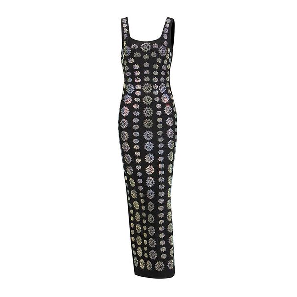 Women’s Clothing sexy hot girl style hip skirt spring new U neck backless diamond studded celebrity suspender dress for women_ecoleips.com