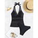 Women's Conservative Two Piece Swimsuit New Lace Trimmed Tankini Solid Color_ecoleips.com